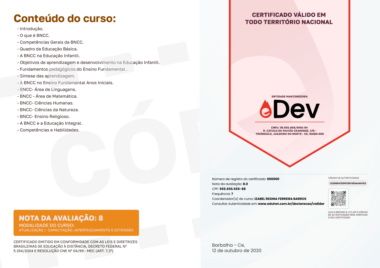 modelo verso certificado