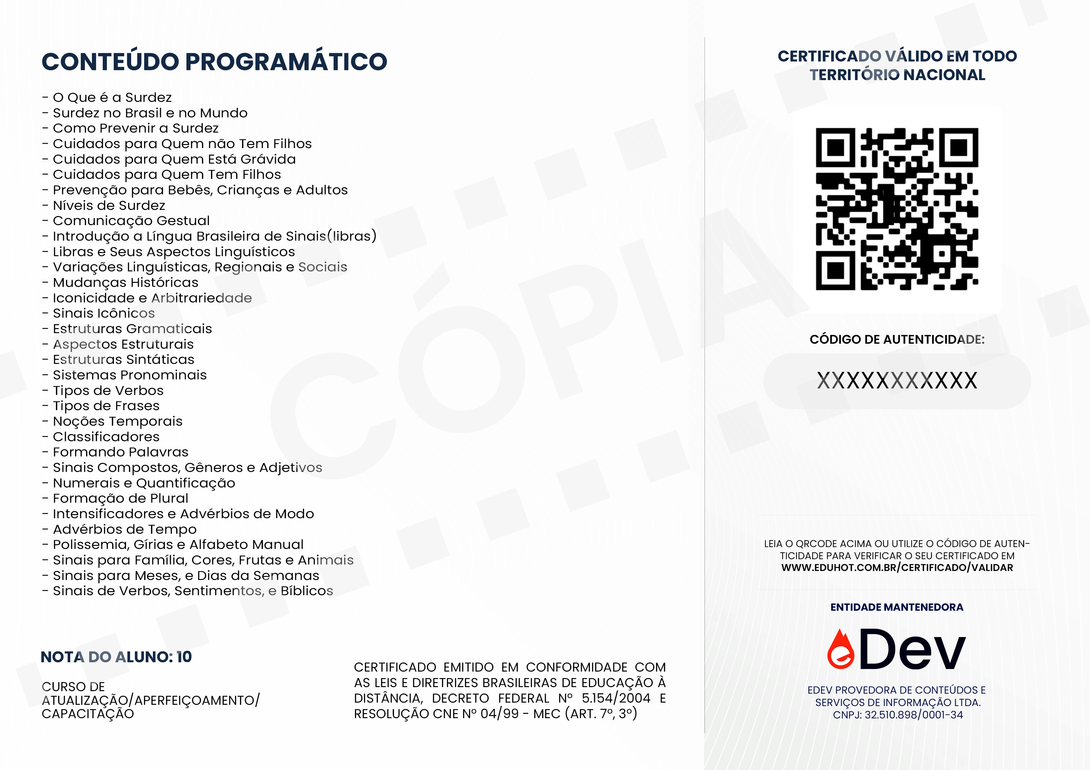 modelo verso certificado